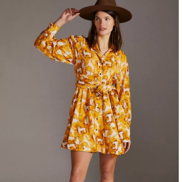Maeve Mini Shirt dress Anthropologie dog print new with tags sold out xtra small - Picture 2 of 10